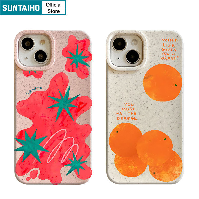 Suntaiho เคสไอโฟ ตลกที่ไม่ซ้ํากันปลอก Tomatoe สีส้มรูปแบบเคสโทรศัพท์สําหรับ Iphone 15 14 12 13 11 Pro Max IP 7 8 Plus Iphon X Xs XR Xs Max ซิลิโคนนุ่มพรีเมี่ยมกันกระแทกปกหลัง