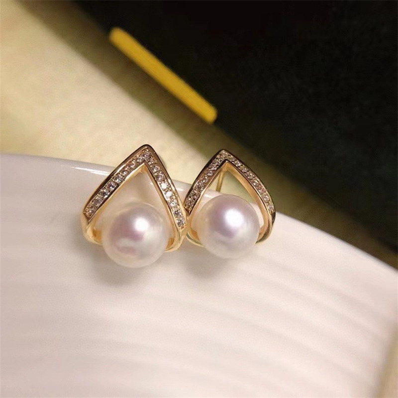 ต่างหูมุกน้ําจืดธรรมชาติ 18K Gold-Covered ทองแดง Gold-Plated เรขาคณิตสามเหลี่ยมขายร้อน S925 เข็มเงินต่างหู Elegant Classy สุภาพสตรีต่างหูเครื่องประดับมุก