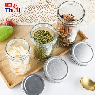 LerThai โถแก้วใสทรงกลม พร้อมฝาปิด สําหรับใส่อาหารแห้ง ผลไม้ ชา บิสกิต น้ําผึ้ง seal pot