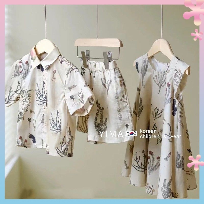 Summer Sister-Brother Clothes Children's Clothing Girls' Dress Western Style Fashion Short-Sleeved S