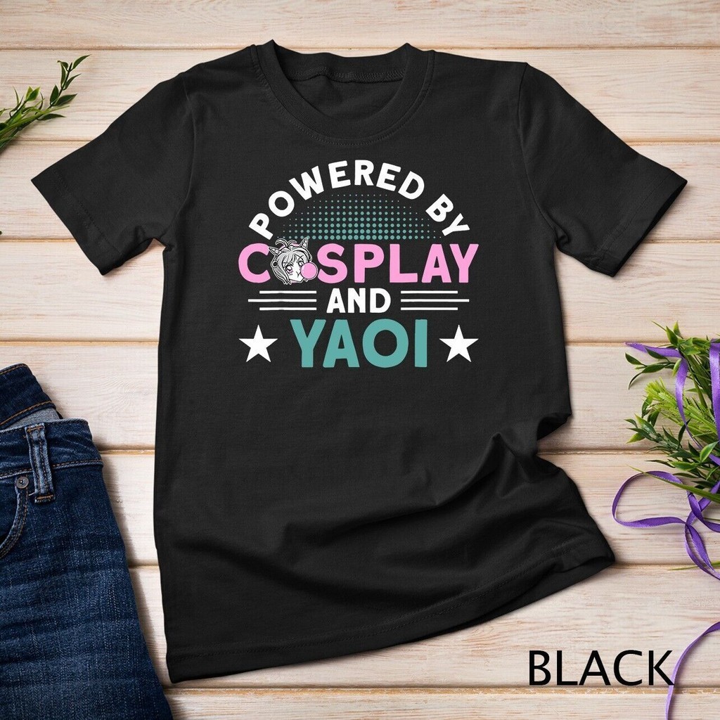 Powered By Cosplay And Yaoi Femboy เสื้อยืดผู้ชาย