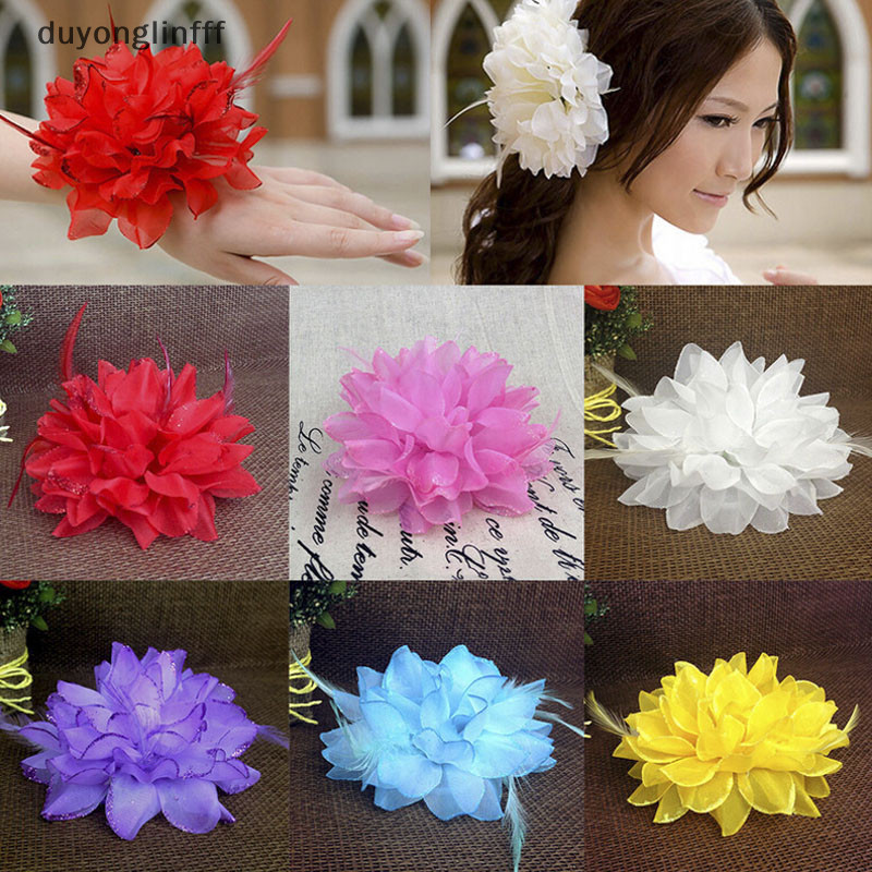 (duyonglinfff) ผู้หญิงชายหาดกล้วยไม้เจ้าสาวงานแต่งงานดอกไม้เข็มกลัด Barrette Headpiece Pin ใหม่