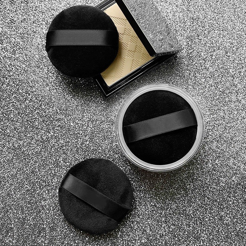 พัฟแต่งหน้าทรงกลมพร้อมริบบิ้นแป้งฝุ่น Applicators รูปที่ 4