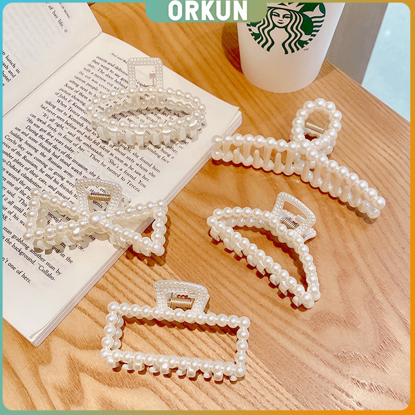 Orkun กิ๊บติดผมประดับไข่มุกเทียม หรูหราและเรียบง่าย เครื่องประดับผม pearl hair clip