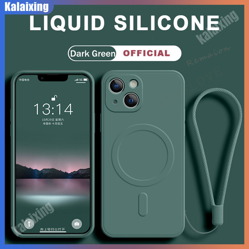 Matte LiquidสําหรับiPhone 15 14 11 12 13 Pro Max 7 8 Plus X XR XS Max 8Plus 11Pro 15Proเคสโทรศัพท์ซิลิโคนแม่เหล็กเดิมอย่างเป็นทางการSoft Candyกล้องProtectorปกหลัง