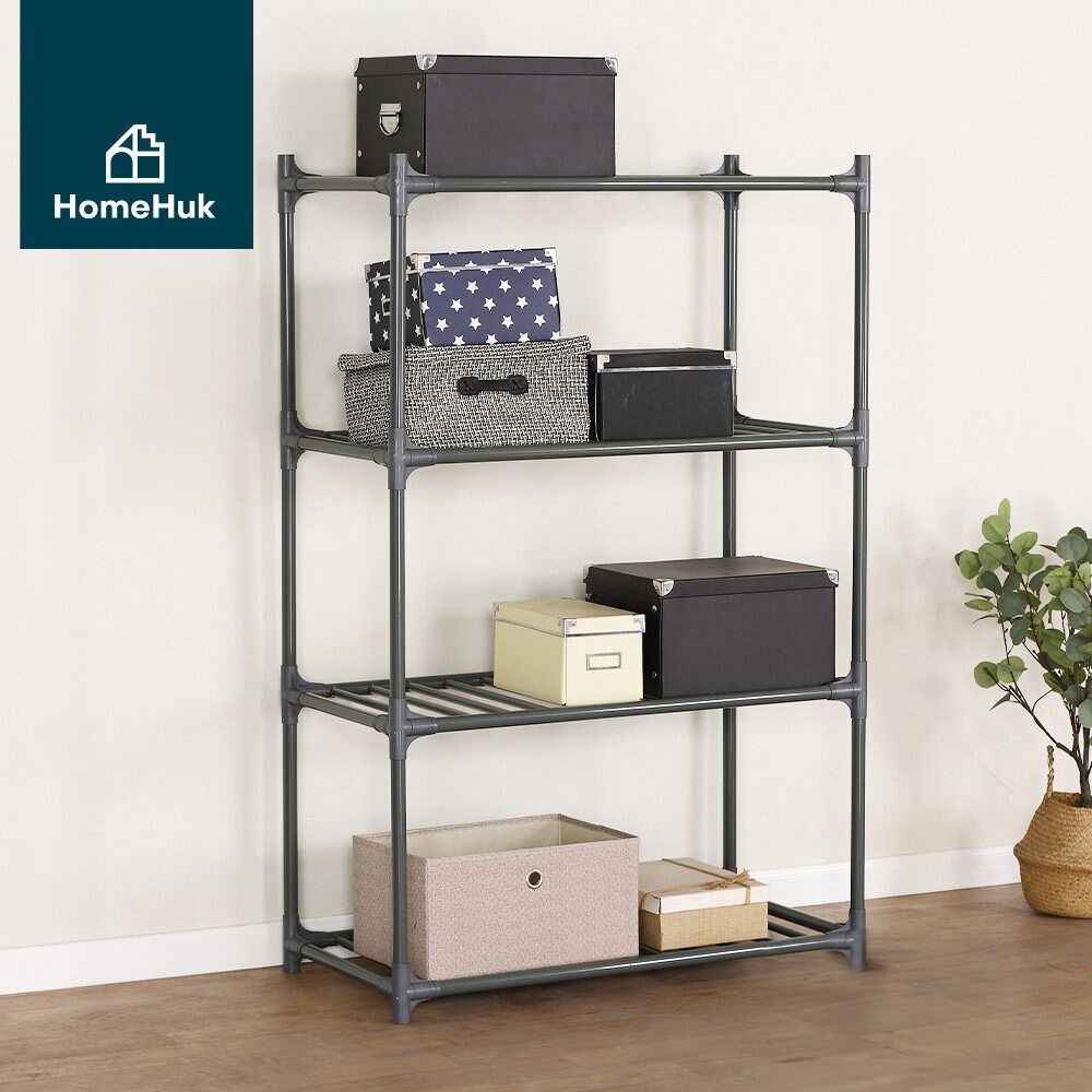HomeHuk ชั้นวางของเหล็ก 4 ชั้น - สีเทา