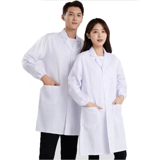 usboon ชุดแพทย์ เสื้อคลุมสำหรับห้องปฏิบัติการอาหาร กันฝุ่น กันลม เสื้อยูนิฟอร์ม แขนสั้น-ยาว