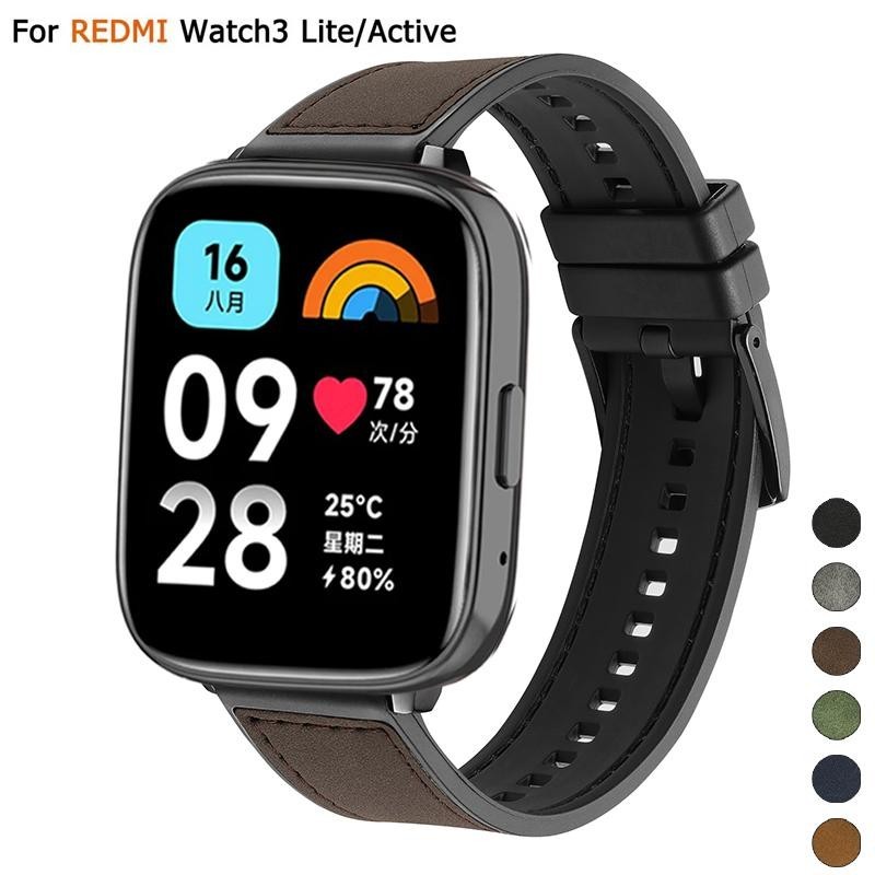 สายหนังสําหรับ Redmi Watch 3 Lite สําหรับ Xiaomi Mi สมาร์ทวอท์ช Mi3 Active สายรัดข้อมือสร้อยข้อมือ 22 มม.อุปกรณ์เสริม Correa
