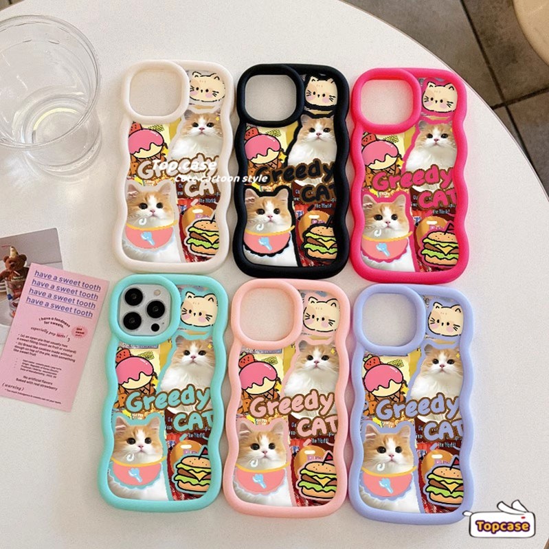 สําหรับoppo A79 A60 A38 A18 A58 A17k A78 A57 A5s A76 A96 A16s A15s A16k A77s A7 A3s A5 A9 2020 A54 A93 A74 A95 2020 A74 A95 A93 A74 A95 2020 A93 เคสโทรศัพท์ขอบแมวโลภ