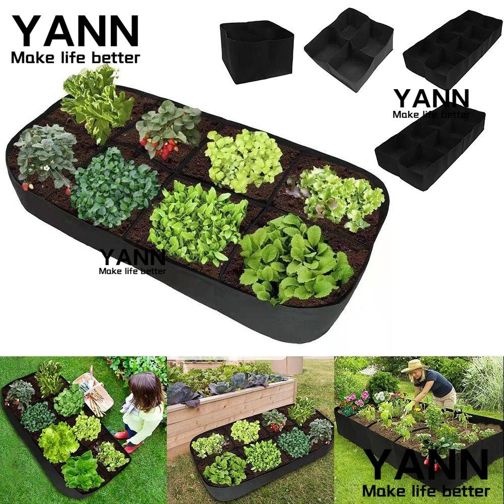 Yann1 ถุงปลูก, Felt Garden Tools สวนปลูกกระเป๋า,คุณภาพสูงสี่เหลี่ยมผืนผ้า Multi-gird พืชกระเป๋าผักมะเขือเทศมันฝรั่งดอกไม้