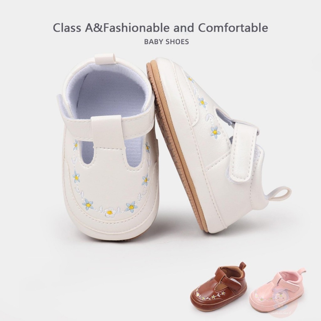 Laa6-รองเท้ากันลื่นปักลายดอกไม้น่ารักสําหรับเด็กทารก