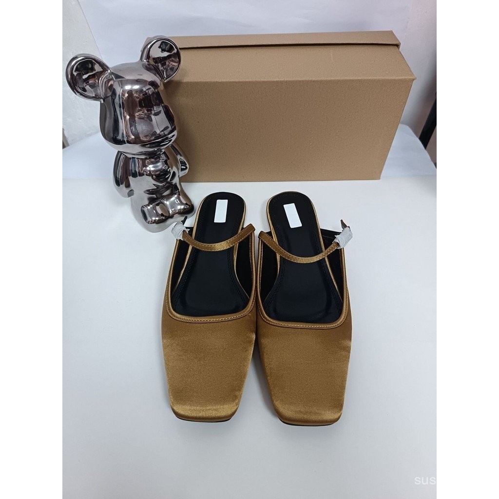 Za2024 สไตล์ใหม่ฤดูร้อนสแควร์ Toe Back Strap รองเท้าแตะแบนผู้หญิงแฟชั่นแฟชั่น All-Match สวมใส่ด้านนอกการค้าต่างประเทศรองเท้าผู้หญิง