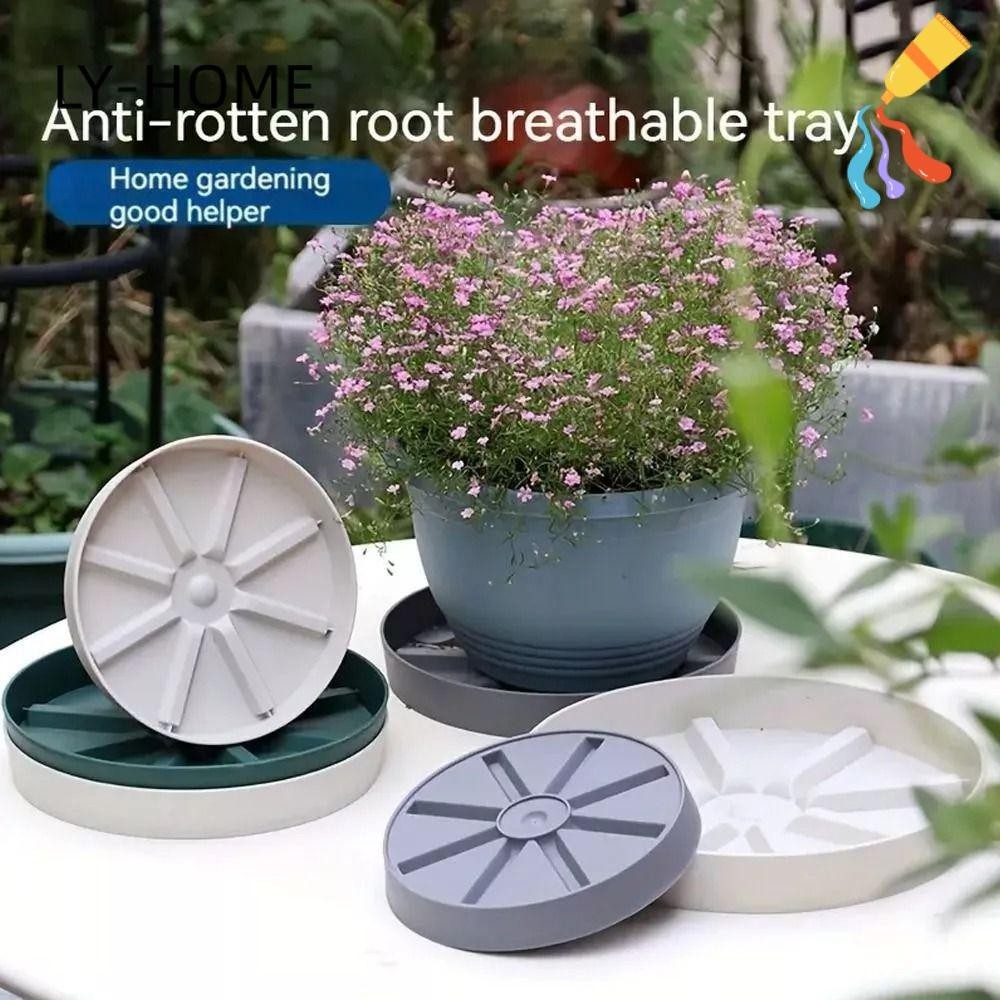 Ly ถาดกระถางดอกไม้,มือถือ BreathableBase ด้านล่างดอกไม้หม้อ, Anti Rotting Root Stand Patio การทําสวนกระถางต้นไม้ถาด
