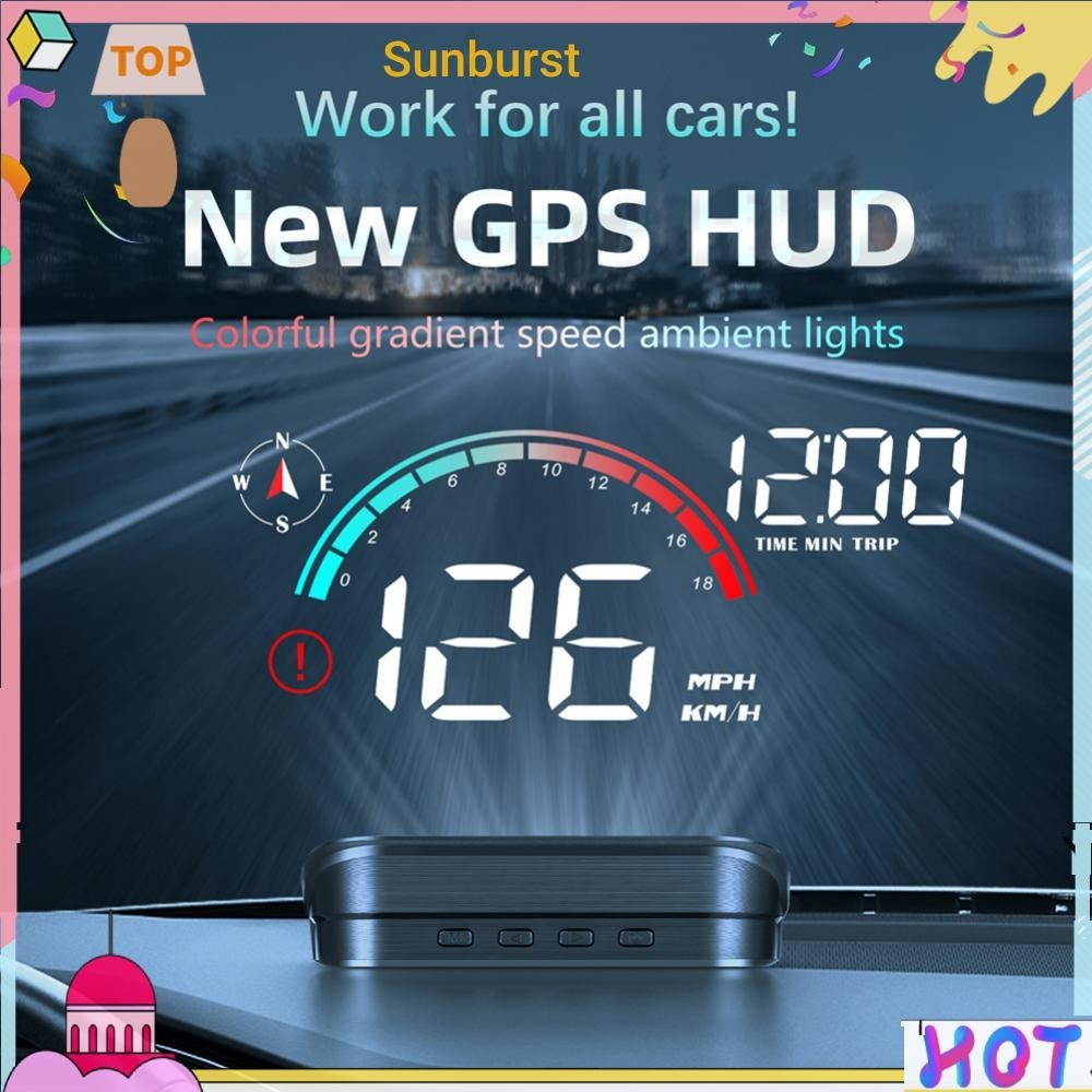 รถ GPS HUD โปรเจคเตอร์หน้าจอสมาร์ท Head Up Display Overspeed Alarm พร้อมวัดระยะทาง [Sunburst11.th]