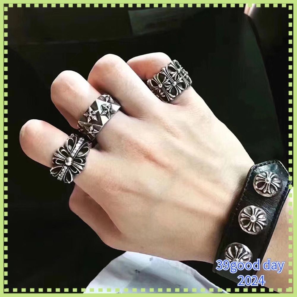 [Chrome Hearts] AAA s925 แหวนเงิน/Cross Retro Punk Fashion Street Ring Men/ 07041 - รูปที่ 5