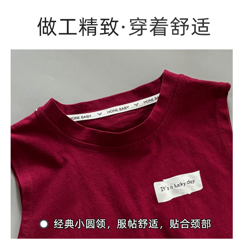 [มล] 80-160ซม ชุดเสื้อกั๊กผ้าฝ้ายเด็กผ้าฝ้ายแท้แขนกุดสาวฤดูร้อนเวอร์ชั่นเกาหลีเด็กเสื้อผ้าเด็กชายชุดสองชิ้น - รูปที่ 4