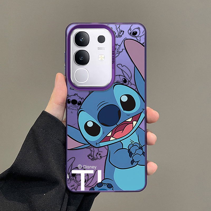 Vivo Y39 5G Y29 VIVO Y29 Happy Stitch Hard Phone Case Smile Monster Colored Silver Case Cover