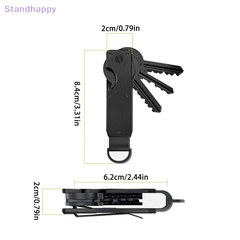 Standhappy New Key Organizer - กระเป๋ากุญแจโลหะขนาดกะทัดรัด Minimalist นวัตกรรม Key Fob สมาร์ทคีย์ Fob ถือ 2-6 คีย์ใหม่