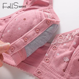 【12H จัดส่งที่รวดเร็ว】FallSweet 1/3 ชิ้นปิดด้านหน้าขนาดบวกชุดชั้นในผ้าฝ้ายไร้สายบราเสื้อกั๊กประเภท 38-50BC