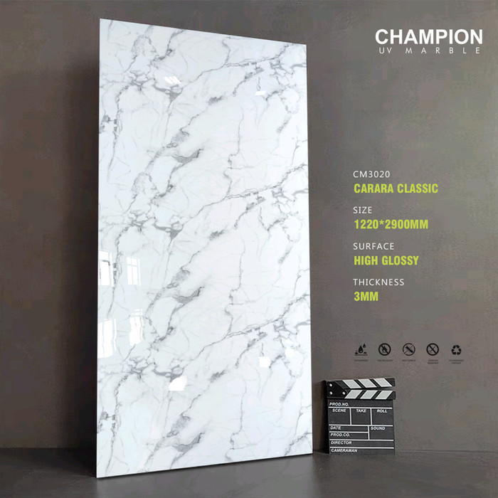 Champion UV BOARD MARBLE GLOSSY WALLBOARD 120 x 290CM - CARARA CLASSIC