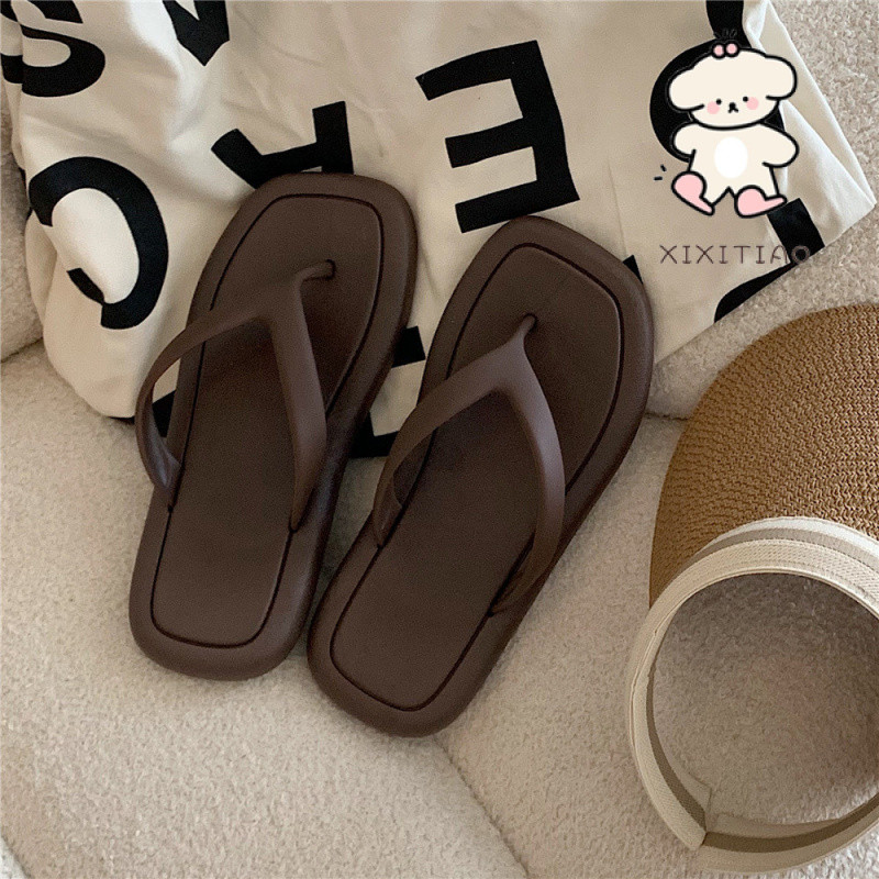 Xixitiao รองเท ้ าแตะแฟชั ่ นสีทึบหญิงฤดูร ้ อนสไตล ์ ใหม ่ นักเรียนสวมใส ่ ด ้ านนอก Soft Sole - รูปที่ 6