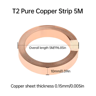 Pcbfun T2 แถบทองแดงบริสุทธิ์/แถบทองแดงชุบนิกเกิล 5M สําหรับ 18650 26650 21700 Li-ion แบตเตอรี่ Pack Spot แถบเชื่อม 0.15 มม./0.2 มม.ทองแดง