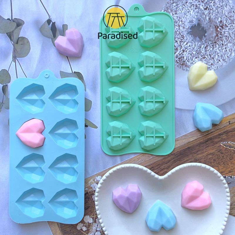 💕แม่พิมพ์ซิลิโคน ช็อคโกแลต วุ้น ขนม เรซิ่นรูปทรงหัวใจเพชร  8 ช่องparadised