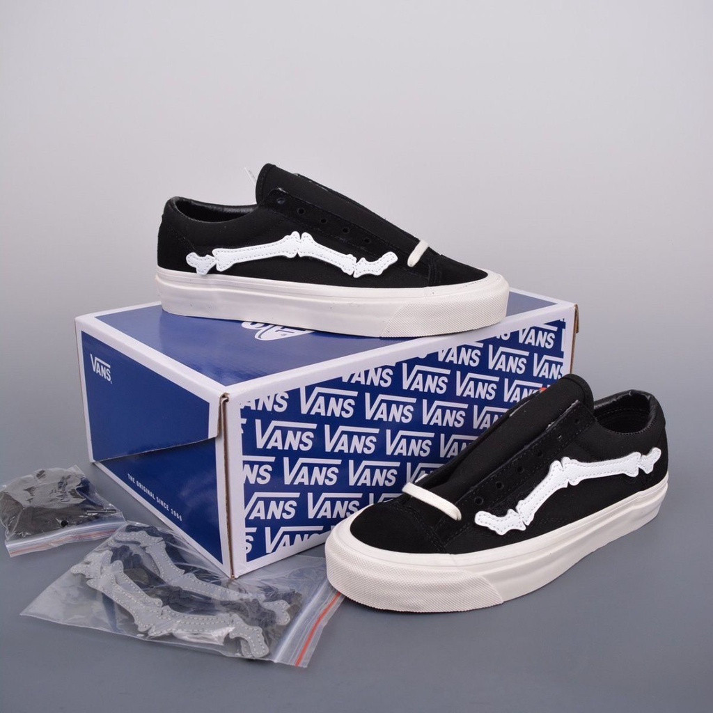 รองเท้าผ้าใบสไตล์ Van Blends Vault Og 36 Bone Joint Board สำหรับผู้ชายและผู้หญิง สีดำ สีขาว VAN S S