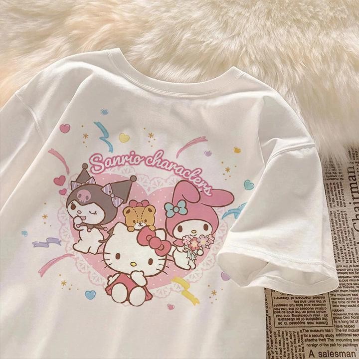 COD✅ (จัดส่งในกรุงเทพฯ) MAO ShopHello Kitt เสื้อยืดแขนสั้นสไตล์ใหม่ฤดูร้อนหลวม Hello Kitt Top