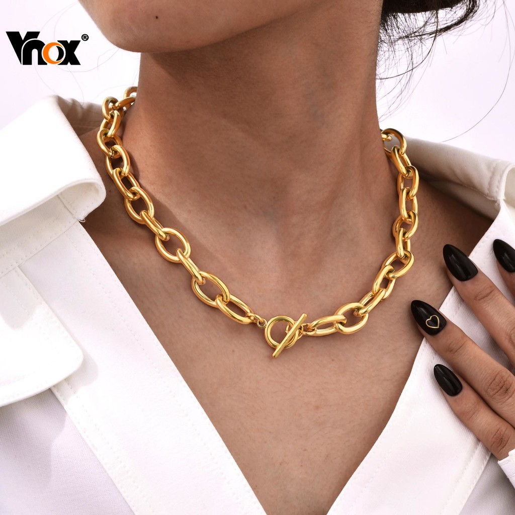 Vnox Minimalist Gold-Tone Cross Chain Necklace & Bracelet Set for Women Adjustable Round Cross Neckl