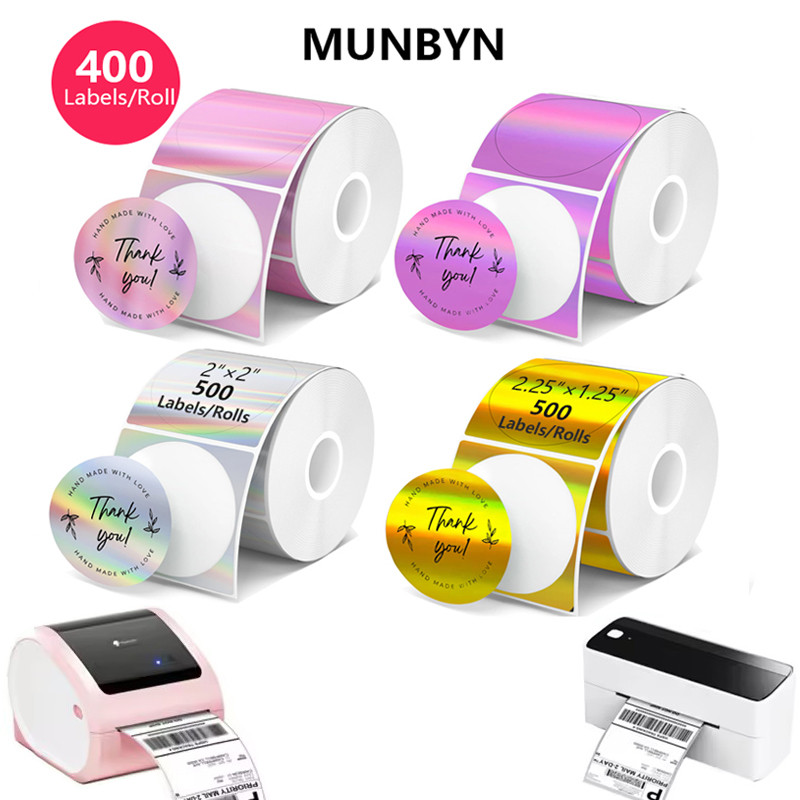2 นิ้ว CircleThermal ป้ายสติกเกอร์, Self-Adhesive Square Direct Thermal Label Paper,400/500 ป้ายสําหรับ Phomemo 241BT 246S D520