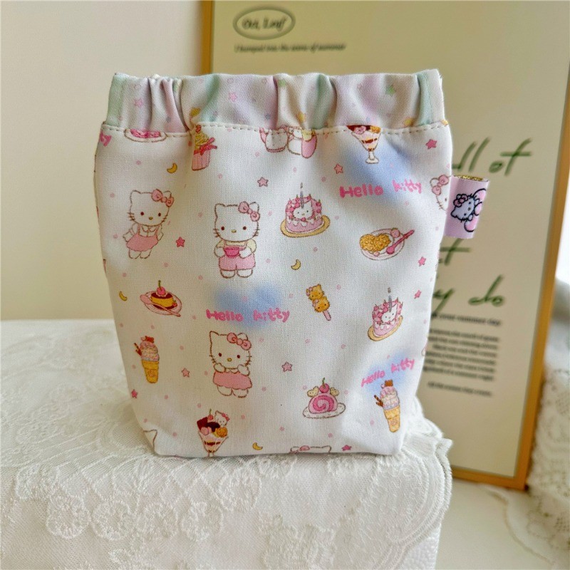 น่ารัก KT Cat พิมพ์กระเป๋าเครื่องสําอางผ้าฝ้ายผ้าปากทองหยิกกระเป๋า Hand-Made กระเป๋าเก็บกระเป๋าเครื่องสําอางสาวขายส่ง - รูปที่ 4