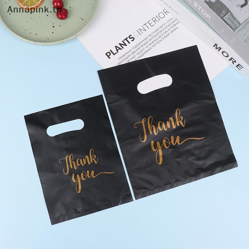 Ank 100 ชิ้นขอบคุณพลาสติกถุงของขวัญงานแต่งงานถุงขนมช้อปปิ้ง Carrier กระเป๋างานแต่งงานวันเกิดตกแต่ง EN