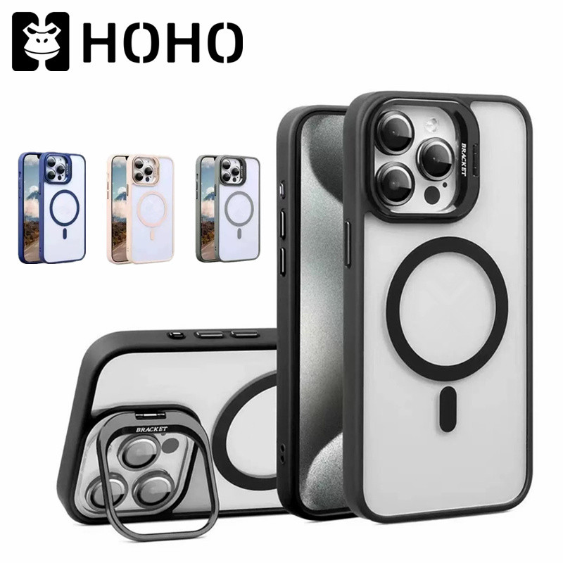 JZ เคสแม่เหล็ก เคส สําหรับ iPhone 12 13 14 15 16 Pro Max Plus magnet PC TPU Case เคสไอโฟน เคสมือถือ เคสมือถือพร้อมขาตั้ง