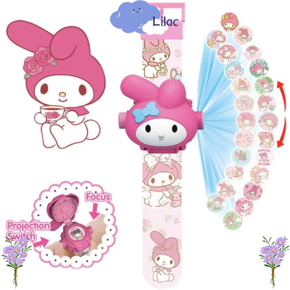 Lilacs เด็ก Flipped นาฬิกา, Cinnamoroll Kuromis Projection นาฬิกา, อะนิเมะ Action Figures 24 รูปแบบโปรเจคเตอร์สวิทช์เด็กนาฬิกาข้อมือเด็กของขวัญ