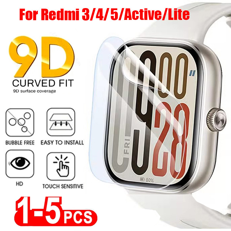 2pcs Hydrogel ฟิล์มสําหรับ Xiaomi Redmi Watch 4 5 Clear ฝาครอบป้องกันป้องกันหน้าจอสําหรับ Redmi Watch 5 4 3 Active Lite