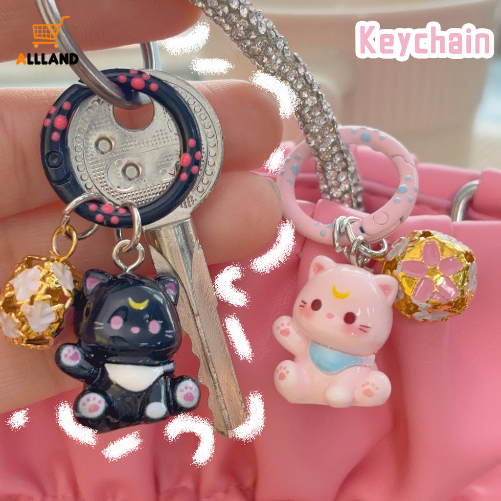Y2k Mini เรซิ่น 3D คําอวยพรพวงกุญแจแมว - ประณีตเคลือบสีออกแบบจี้บอล - สาวหวานกระเป๋าเป้สะพายหลังเครื่องประดับตกแต่ง