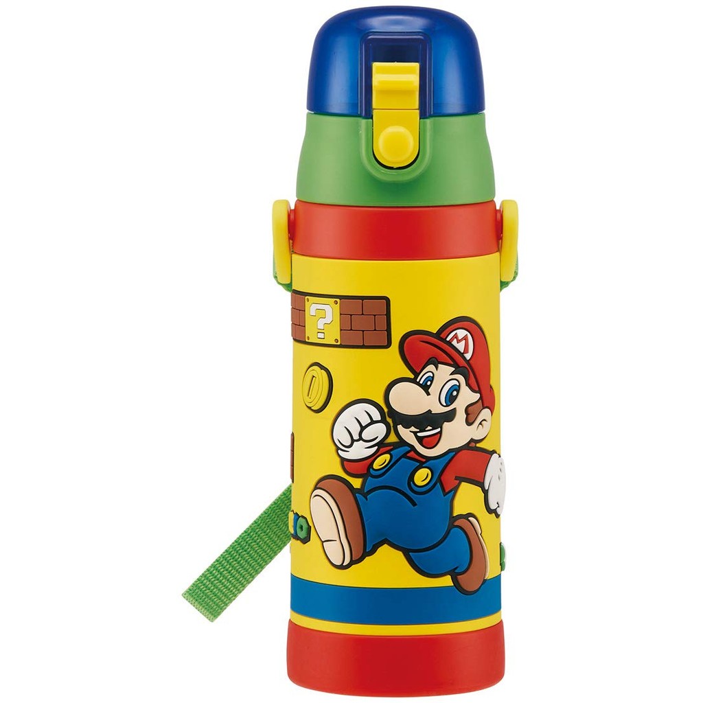 Skater Kids Stainless Steel Water Bottle Direct Drink 480ml Super Mario Lightweight Child-Friendly Design Boys Insulated 3D Printed Sports Bottle Cute Kids Water Bottle SDPV5-A