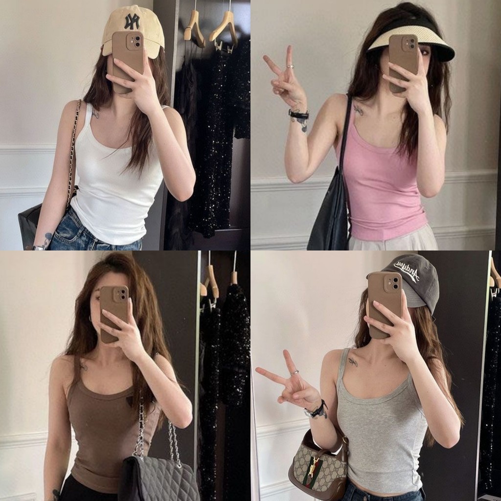 💖Mary💖เสื้อสายเดี่ยว มีฟองน้ำ หลากสี เข้ารูป ผ้านุ่ม สีพาสเทล เสื้อครอป หลากสี เข้ากับทุกการแต่งกาย เเฟชั่น🌷#FY1019
