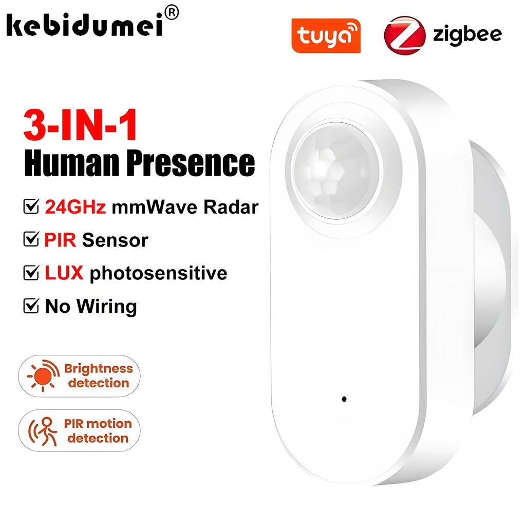 Zigbee 3-IN-1 Human Presence Detector Luminance/Distance Detection สมาร์ท PIR Motion Sensor แบตเตอรี่ขับเคลื่อนสนับสนุน 2mqtt Home Assistant Smart Security