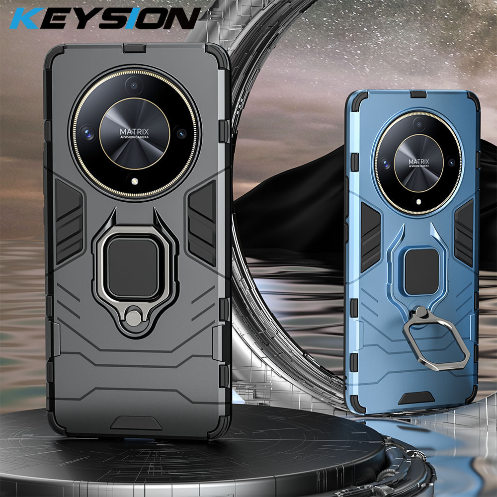 Keysion เคสโทรศัพท์ซิลิโคน PC กันกระแทก พร้อมแหวนขาตั้งโลหะ สําหรับ Honor X9b 5G X9A Huawei Magic 6 5 Lite 5G
