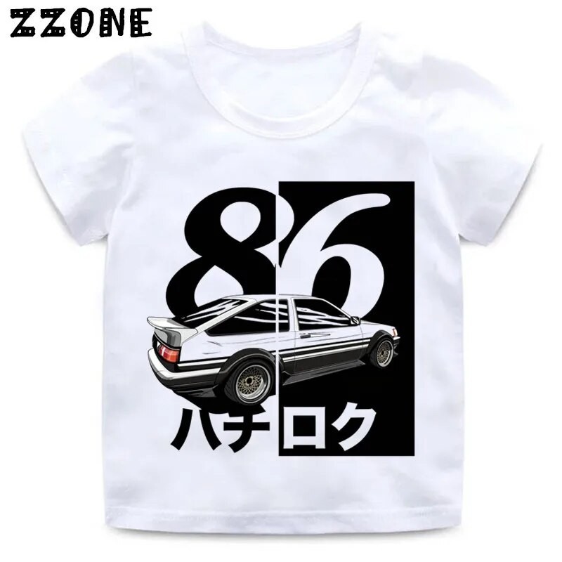 เด็กสาวอะนิเมะ AE86เริ่มต้น D Drift พิมพ์ T เสื้อเด็ก Cool ออกแบบเสื้อผ้า Enfant ฤดูร้อนเสื้อยืดสีขา