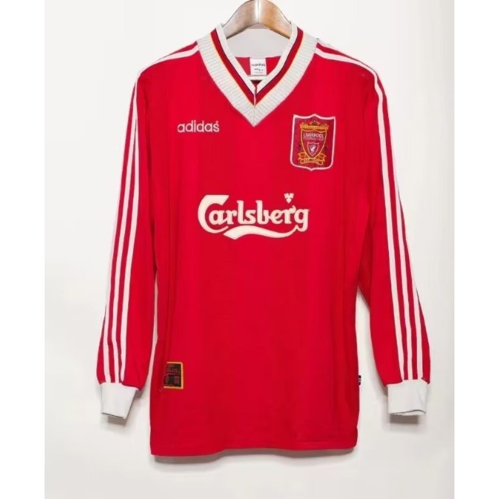 เสื้อกีฬาแขนยาว ลายทีมชาติฟุตบอล Liverpool 1995-96 Liverpool ชุดเหย้า สไตล์วินเทจ แห้งเร็ว ไซซ์ S-XXL สําหรับผู้ชาย