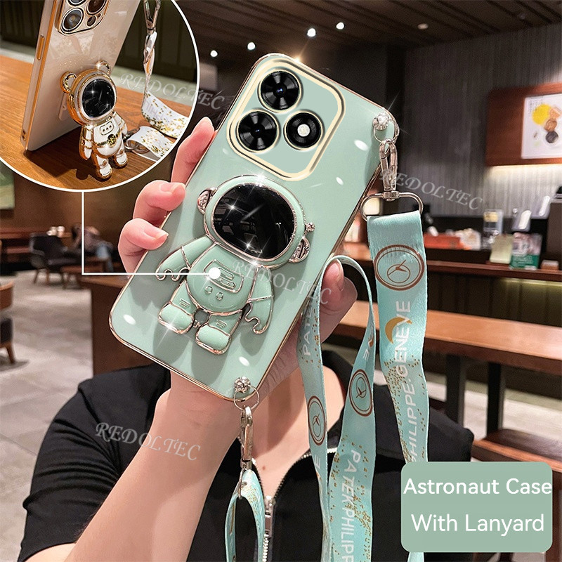 เคส Tecno Spark GO 2024 Spark 20 20C Infinix Smart 8 เคสโทรศัพท์มือถือ ลายนักบินอวกาศ พร้อมสายคล้องยาว สําหรับ Tecno SparkGO 2024 Spark20 Spark20C Smart8