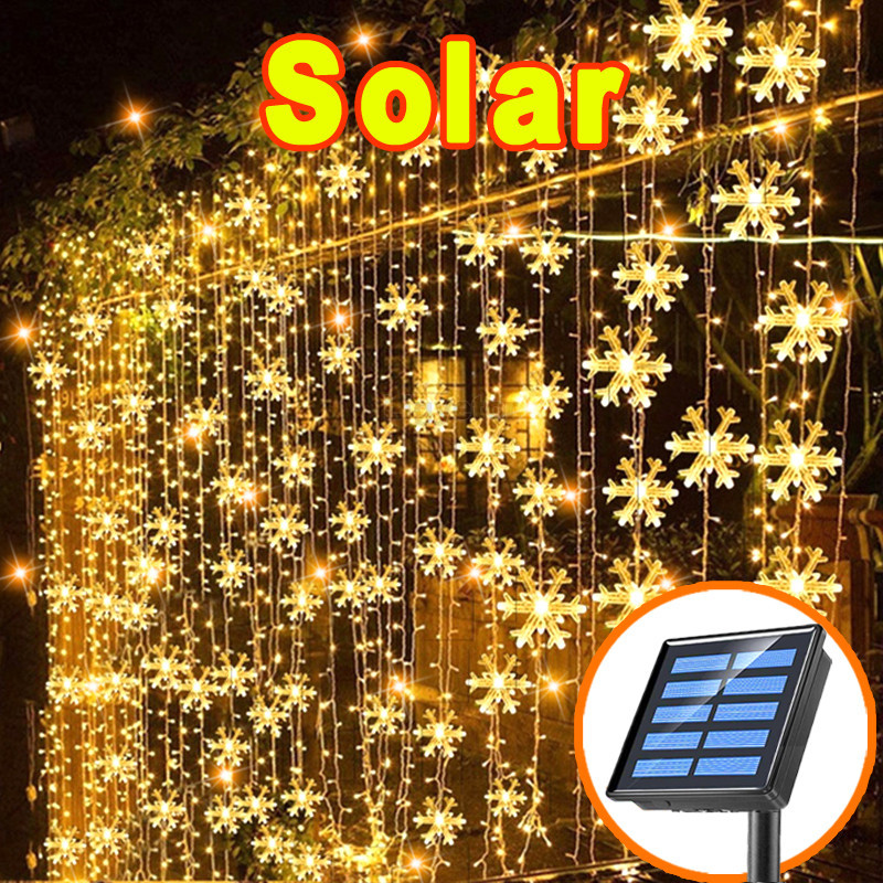 ไฟเกล็ดหิมะพลังงานแสงอาทิตย์กลางแจ้งกันน้ํา String ไฟสําหรับต้นคริสต์มาส Xmas Party ตกแต่งบ้านตกแต่งคริสต์มาสไฟแขวนคริสต์มาส