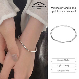 ในไทย💖สร้อยข้อมือโลหะผสมสีเงินเรียบง่ายสไตล์เกาหลีบุคลิกภาพแ…