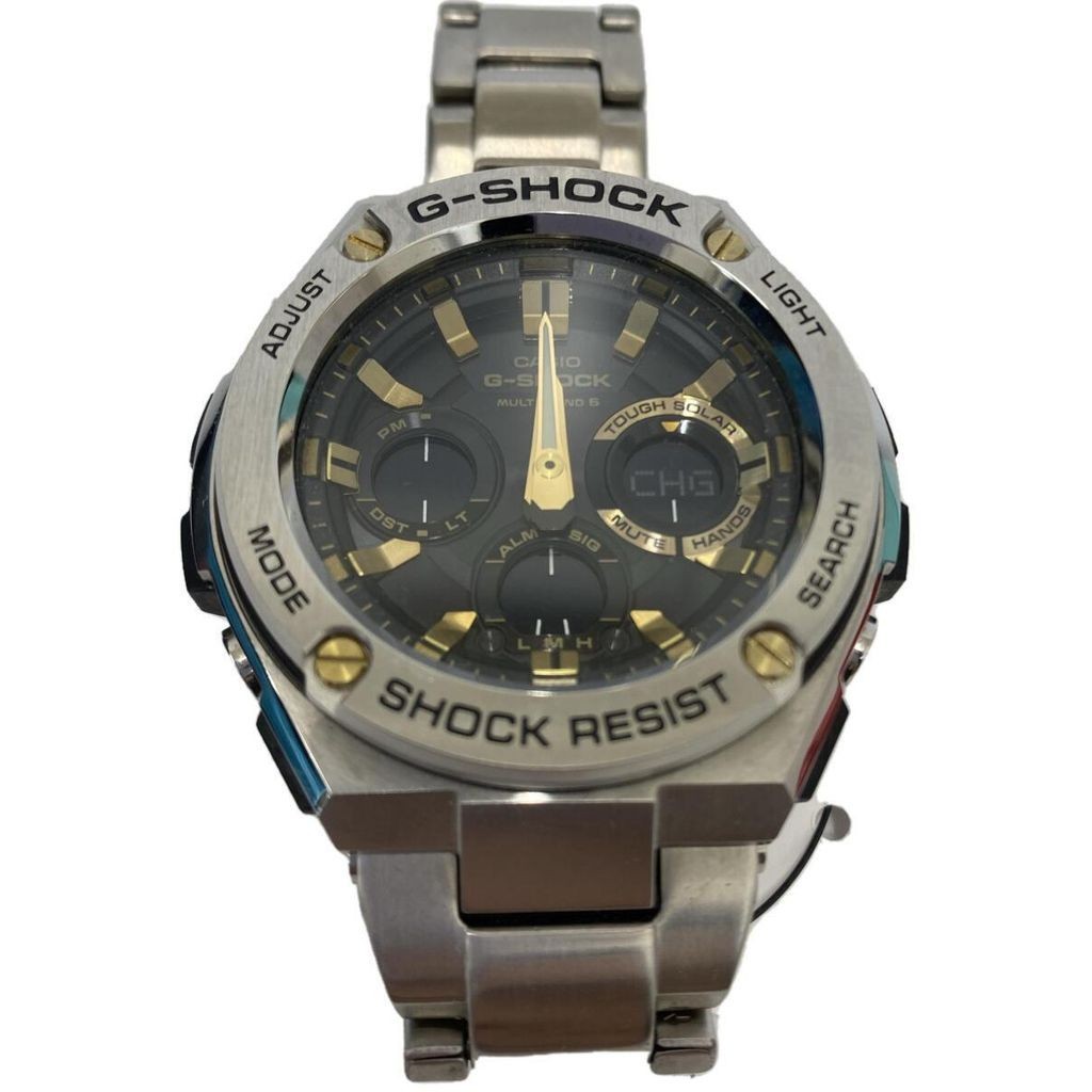 CASIO Wrist Watch G-Shock Silver Black Men's Solar Stainless Direct from Japan Secondhand