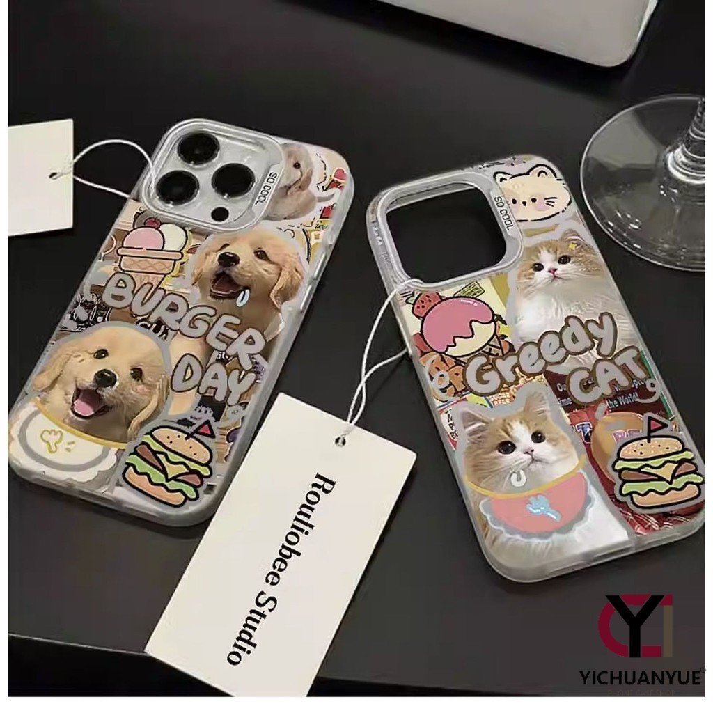 สำหรับ iPhone 13 12 14 11 15 Pro Max XR X Plus XS SE 7 Hamburg Kitten รูปแบบลูกสุนัขกรณีโทรศัพท์กรณียากเคสไอโฟนคู่น่ารัก - รูปที่ 7