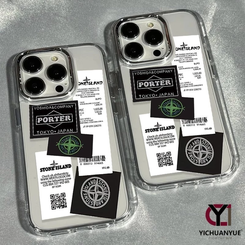 สำหรับ iPhone 13 12 14 11 15 Pro Max XR X 14 15 7 8 Plus XSMAS SE เคสโทรศัพท์ใสกรอบโลหะ โลโก้ดาวเทียม แบรนด์