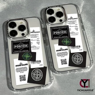 สำหรับ iPhone 13 12 14 11 15 Pro Max XR X 14 15 7 8 Plus XSMAS SE เคสโทรศัพท์ใสกรอบโลหะ โลโก้ดาวเทียม แบรนด์